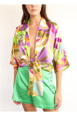 Short silk shirt with deep neckline Capri Chic | CAMICIANODOVERDEVIOLA